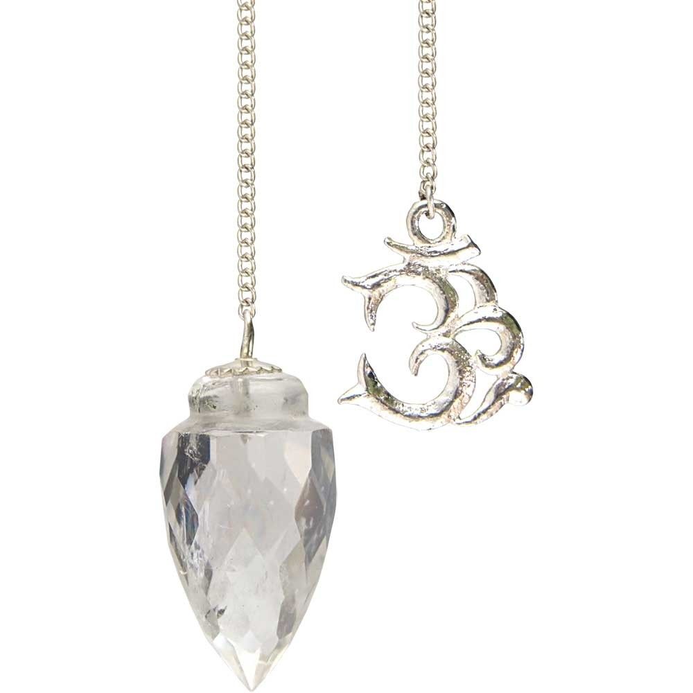 Pendel Edelsteen Bergkristal Druppel met OHM Symbool