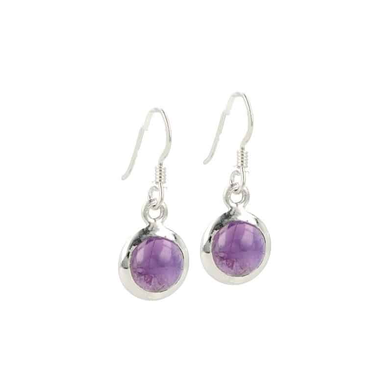 Sterling Zilver Oorbellen met Amethist (Rond)