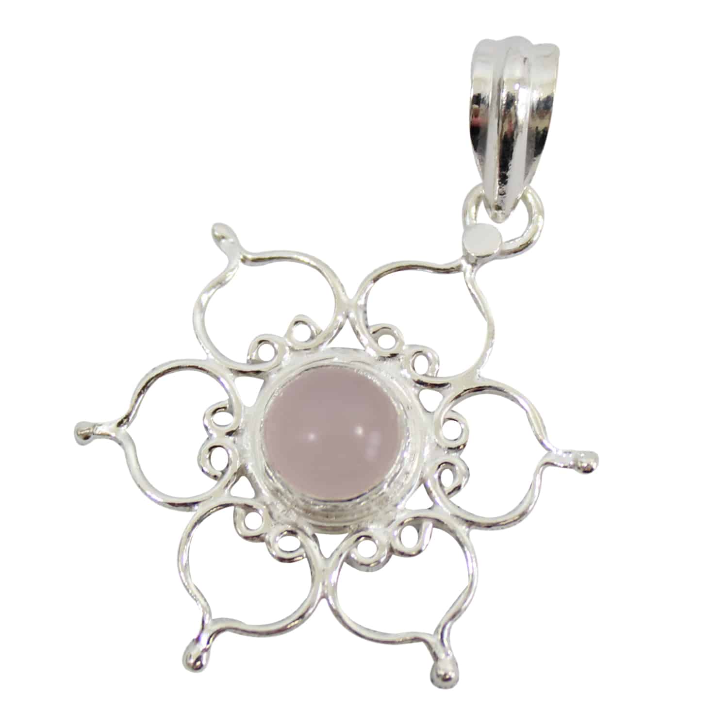 Zilveren Hanger Rozenkwarts met Lotus - 925 Sterling