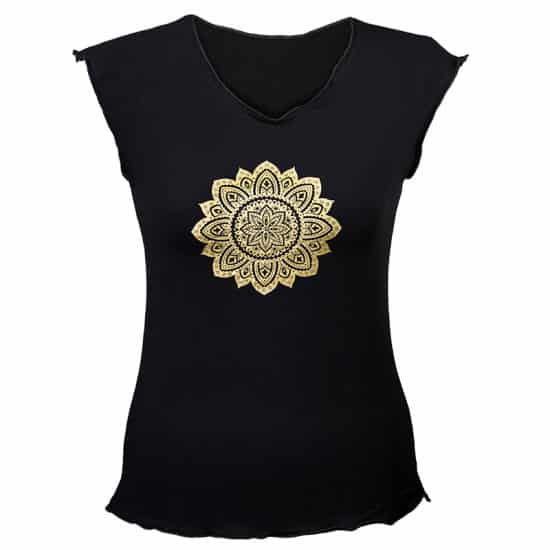 Yoga T-shirt met &apos;Mandala print&apos; - Zwart S
