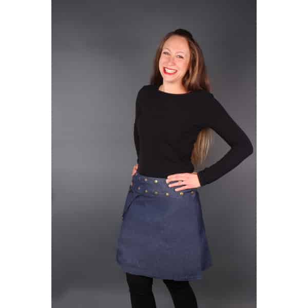 Wikkelrok in Denimstijl (Donkerblauw)