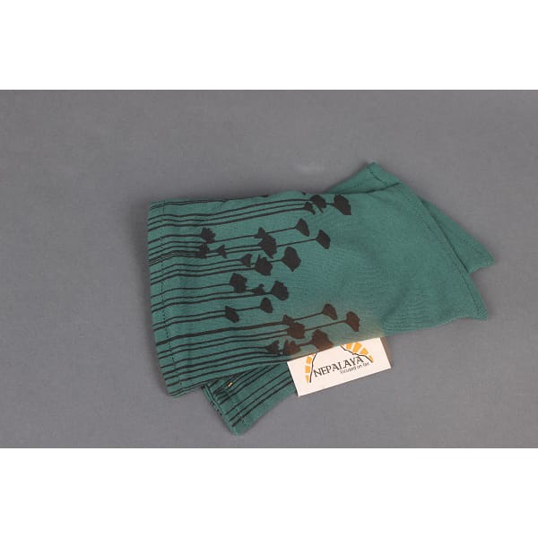 Manchetten Biologisch Katoen met Bloemenprint (Emerald Groen)