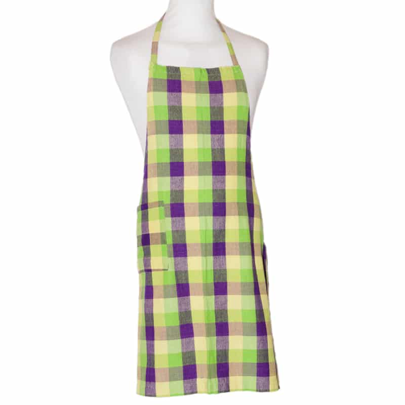 Fairtrade Geruit Keukenschort (Roze-Groen-Geel)