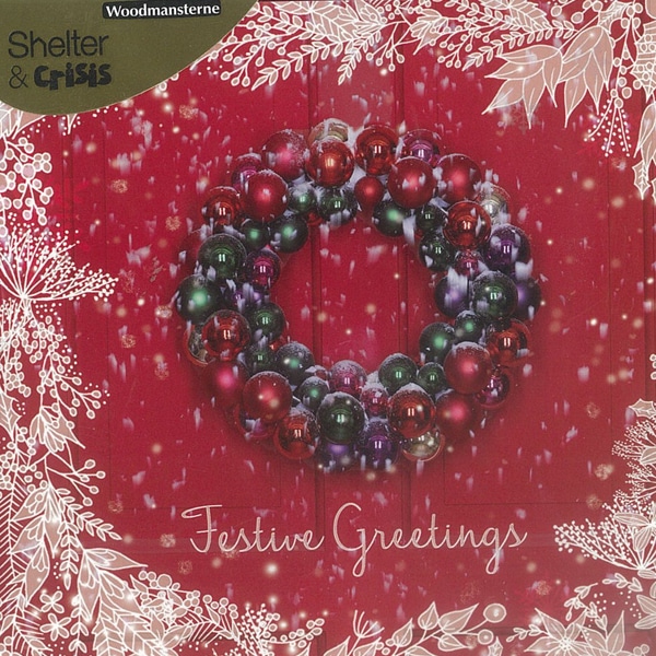 Kerstkaart - Kerstkrans van Kerstballen (Set van 5)