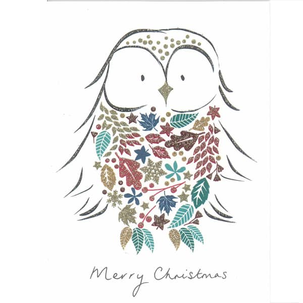 Kerstkaart - Kleurige Uil (Set van 5)
