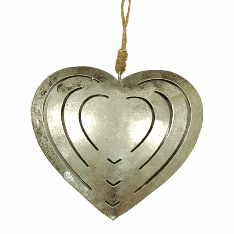 Hangend Metalen Hart Zilver-Finish