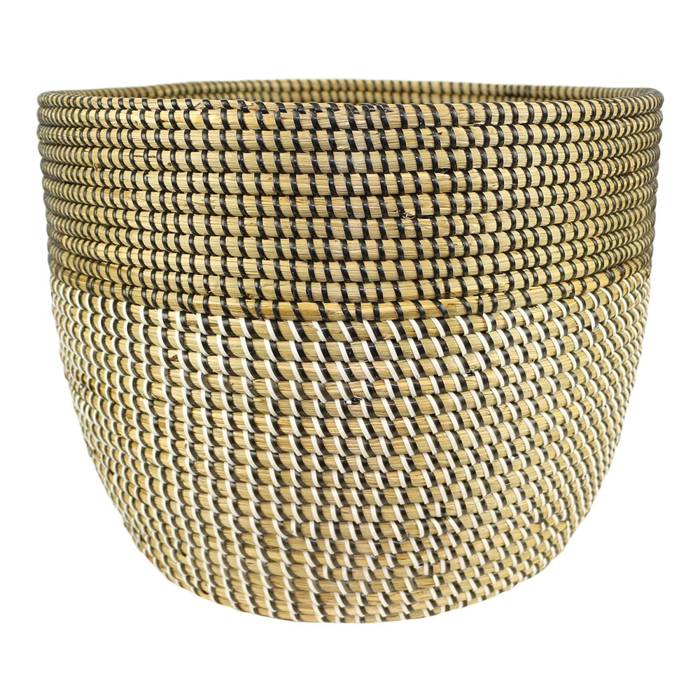 Bloempot Zeegras Zwart-Grijs-Naturel Medium