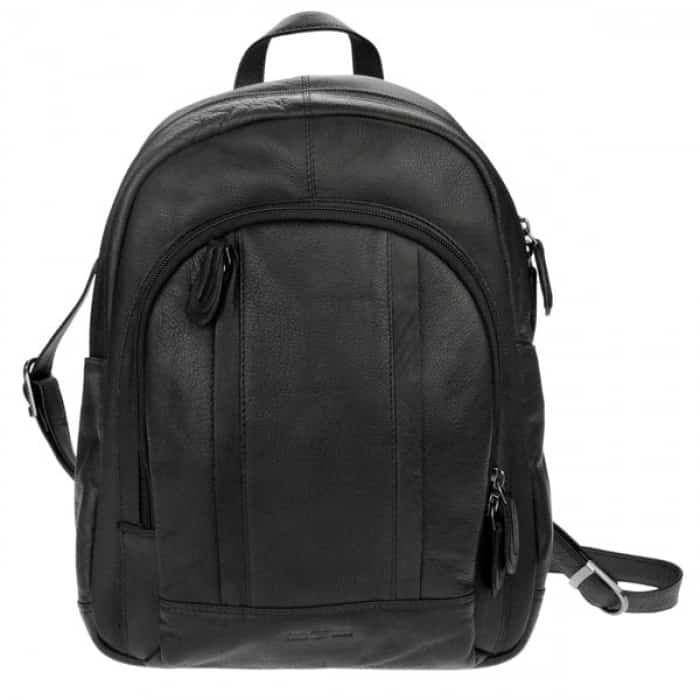 Rugzak Heren Rundleder Zwart (40 x 26 x 13 cm)
