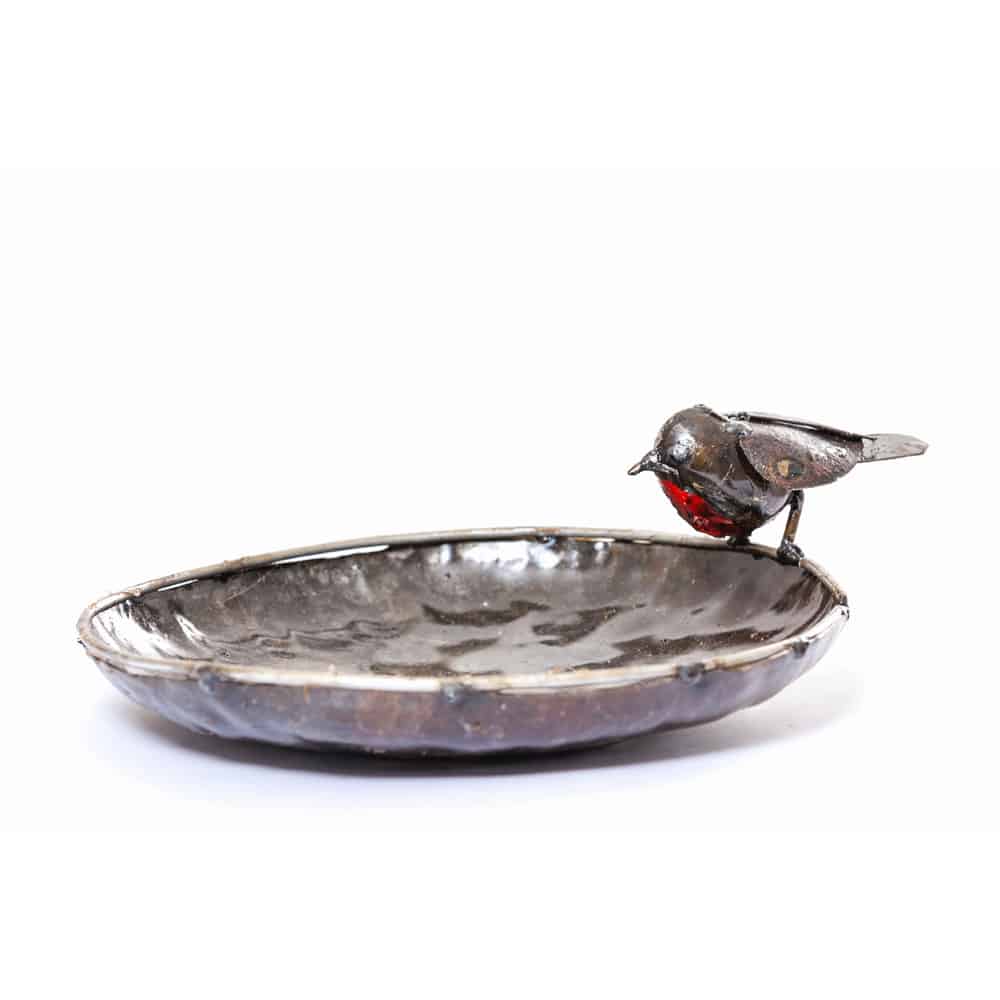 Metalen Vogel Voerbakje Roodborstje Medium