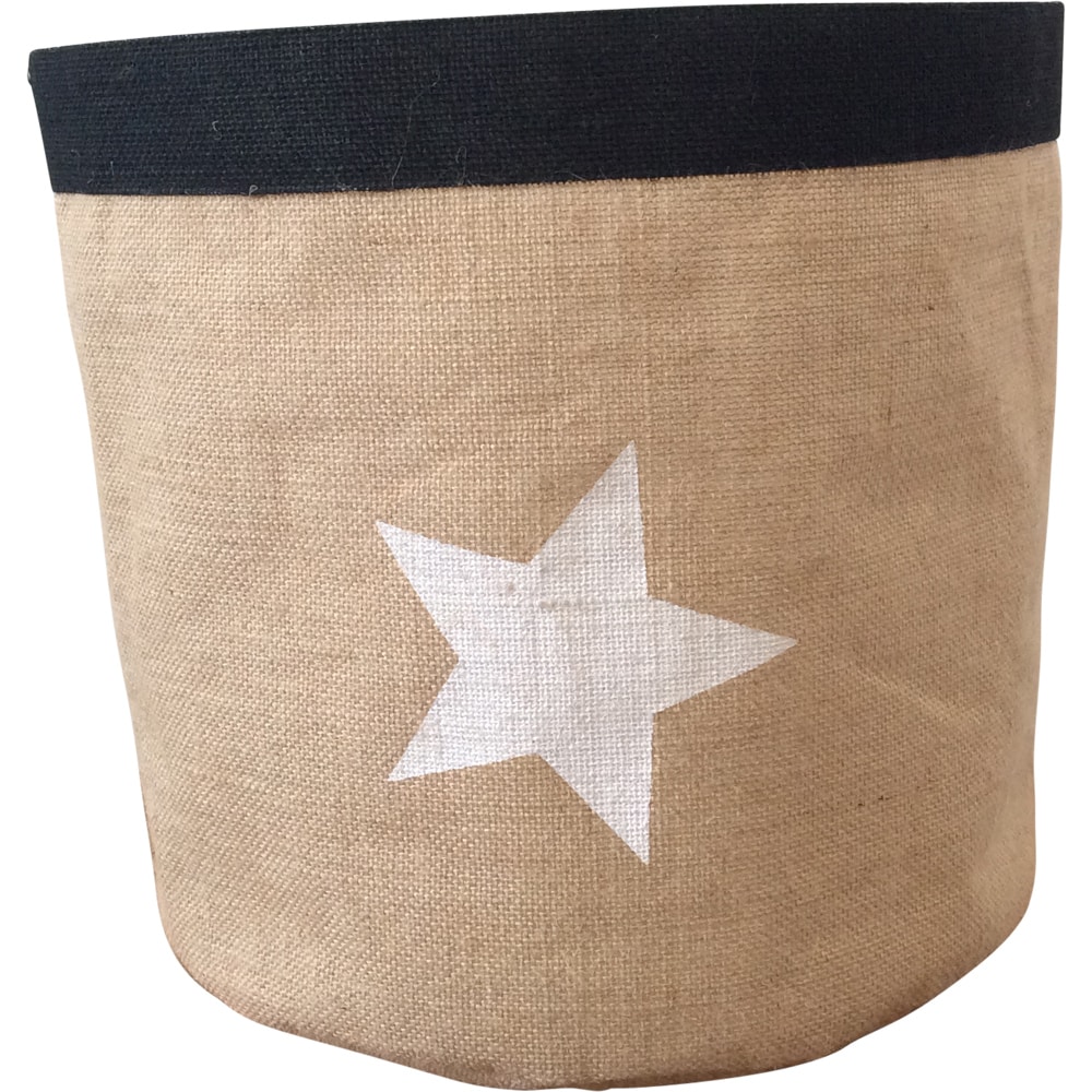 Mand van Jute met Ster (Naturel/Zwart/Wit)