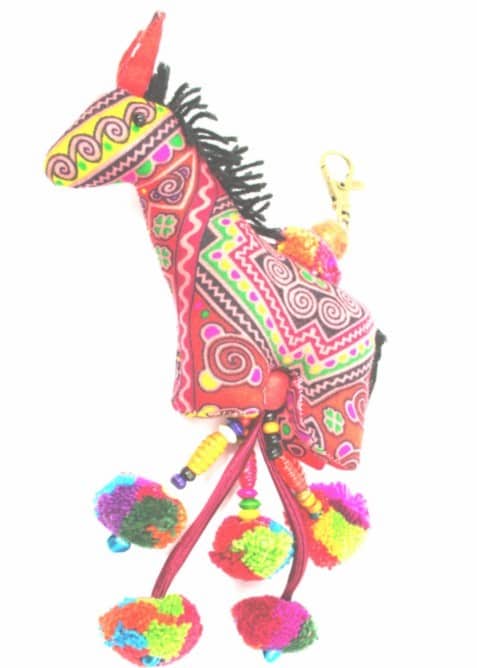 Sleutelhanger Giraffe Katoen/Kralen (15 x 4 x 4 cm)