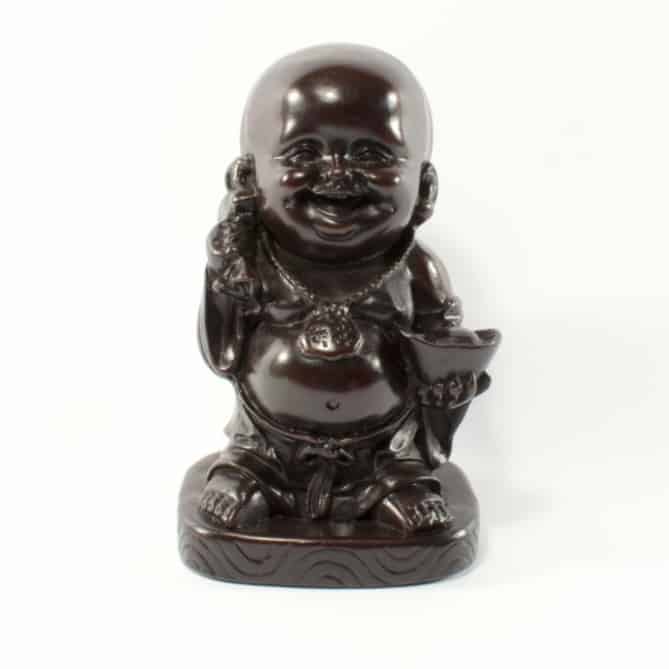 Happy Boeddha Beeld Polyresin Rood - 16 cm