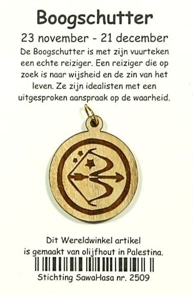 Sterrenbeeld Boogschutter Olijfhout (3 cm)