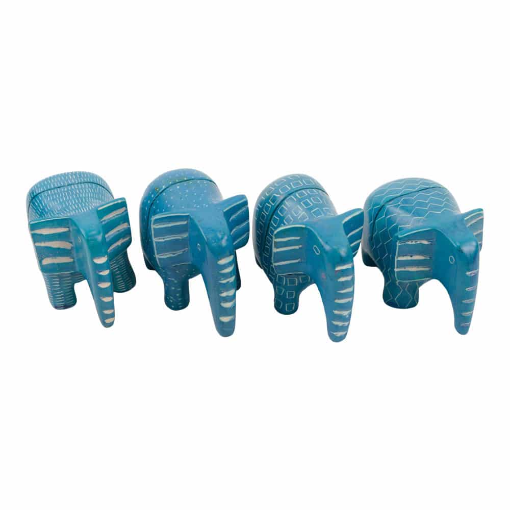 Zeepsteen Kaarthouders Olifant Turquoise (Set van 4)