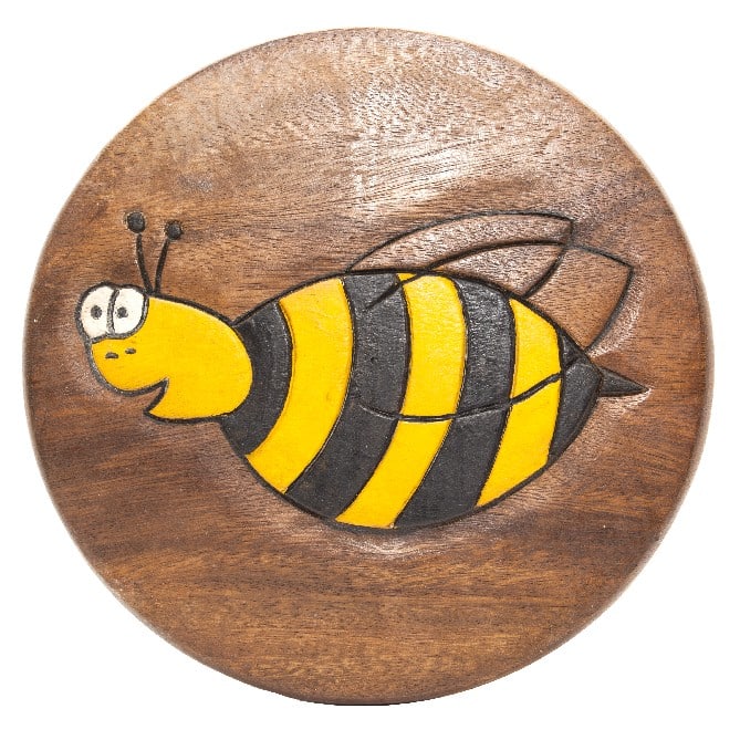 Kinderkrukje Acaciahout met Bij (27 cm)