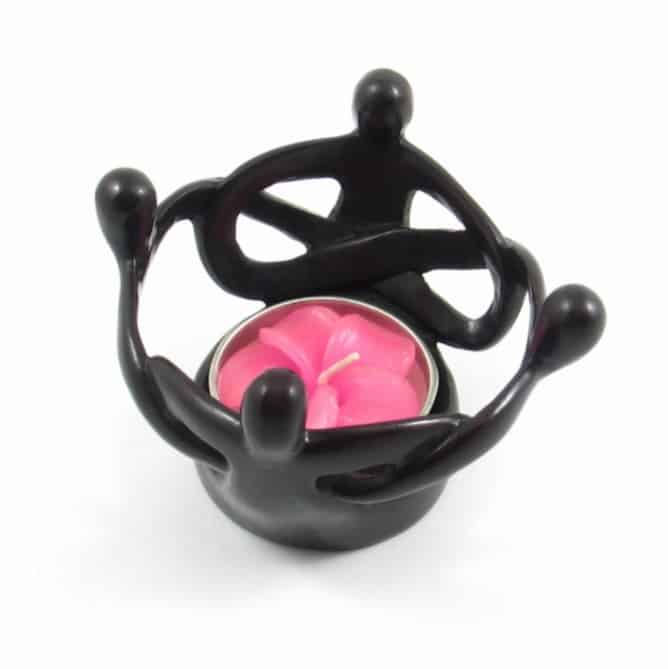 Theelichthouder Polystone Vriendenkring 4 personen (7 cm)