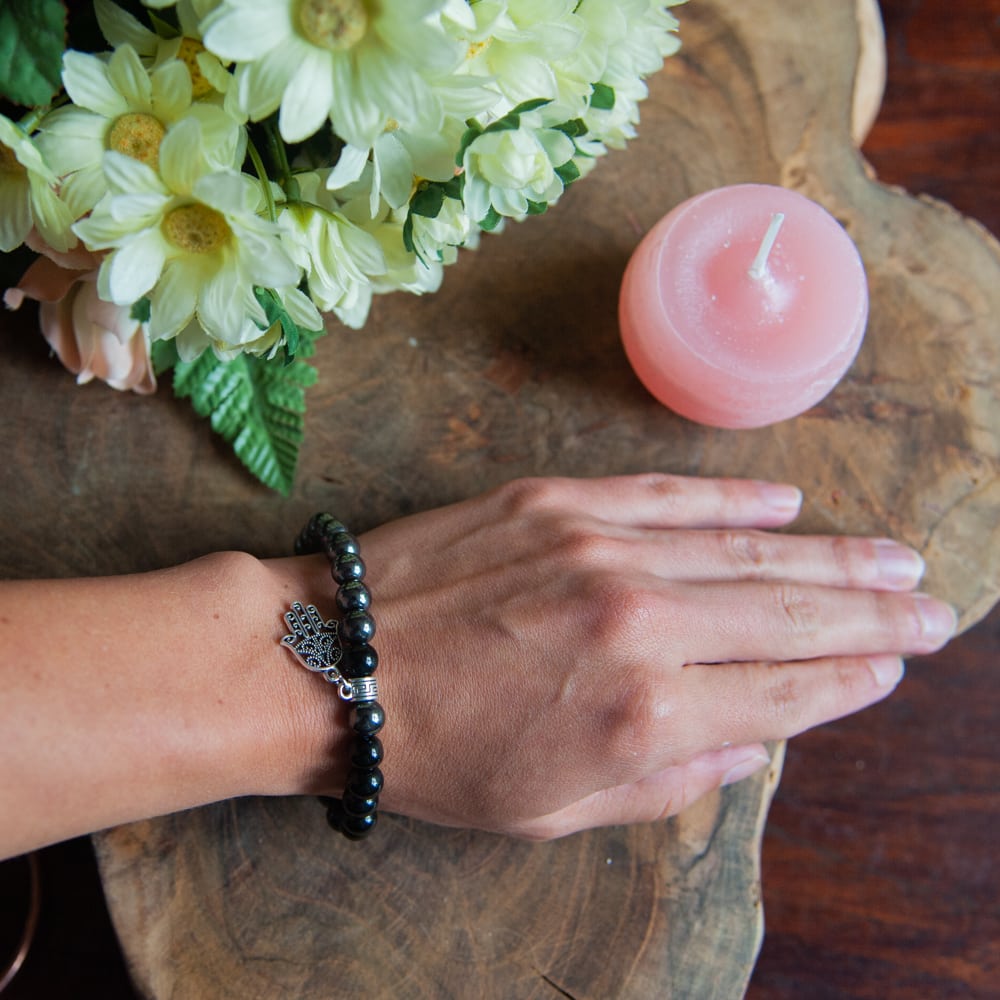 hamsa hand edelstenen armband met geurkaars