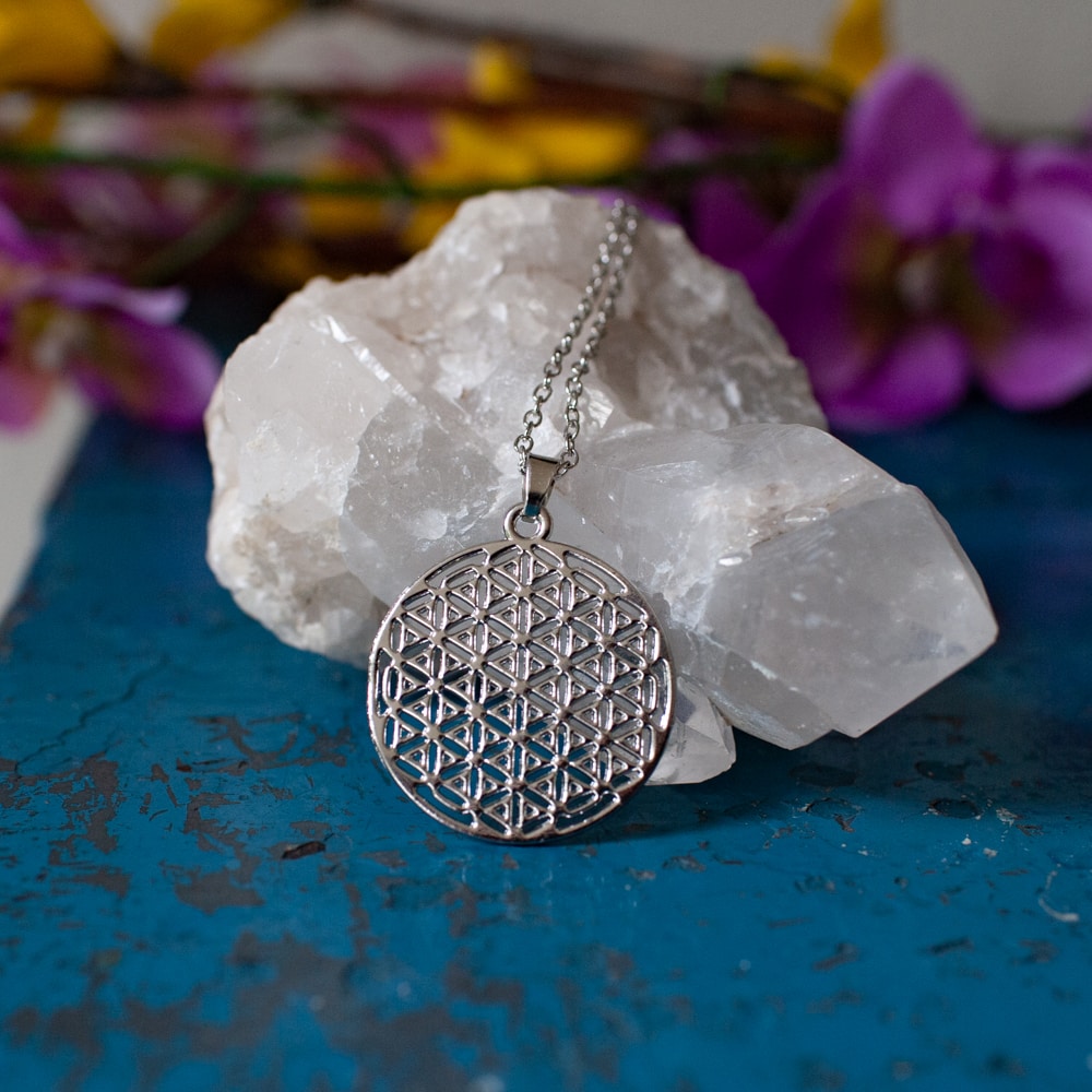 levensbloem zilveren hanger ketting