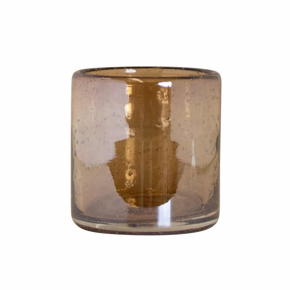 Glazen Waxinelichthouder Bubbels Amber (12 x 12 cm)