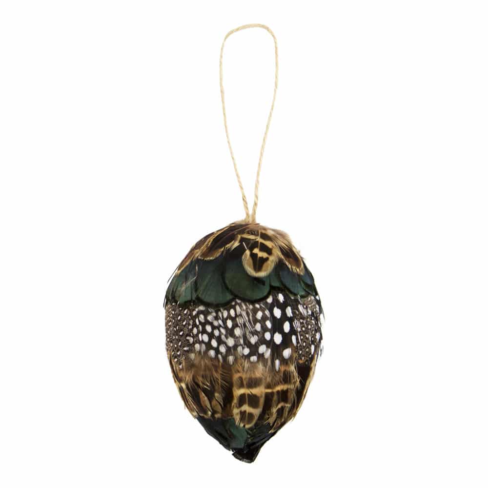 Decoratieve Ovalen Bal Veren Fazant en Parelhoender (10 cm)