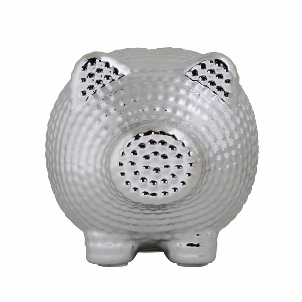 Zilverkleurige Spaarpot Varken (20,5 cm)