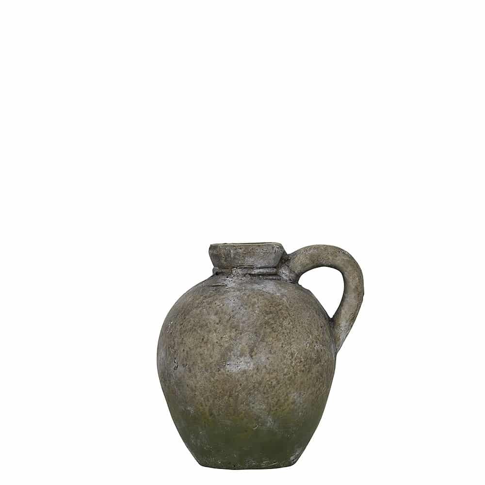 Kruik Verweerd Cement met Oor Mosgroen (18 cm)