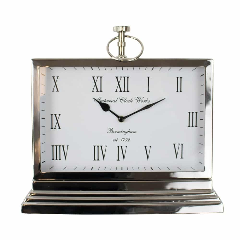Zilverkleurige Rechthoekige Klok (34 cm)