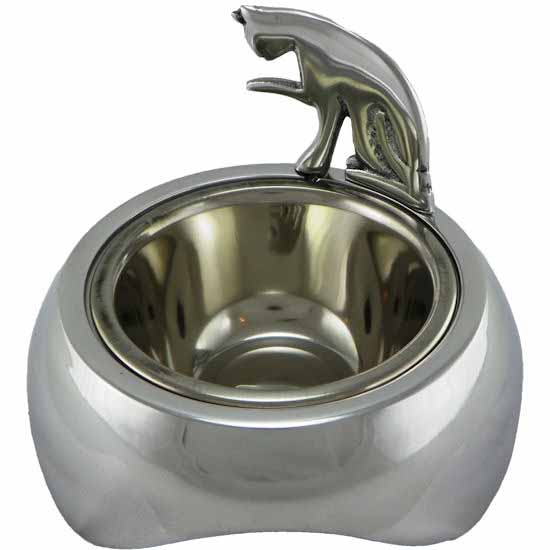 Aluminium Voerbak met Beeldje Kat (18 cm)