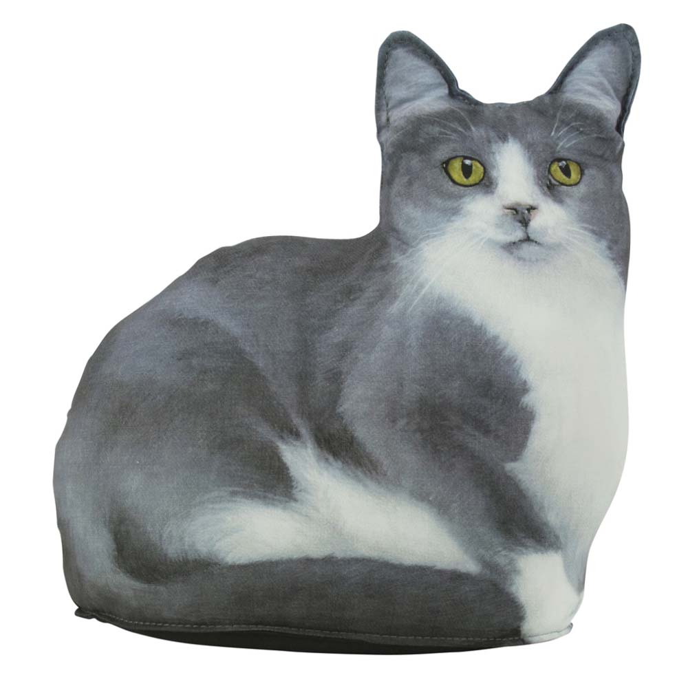 Deurstopper Grijs-Witte Kat (27 cm)