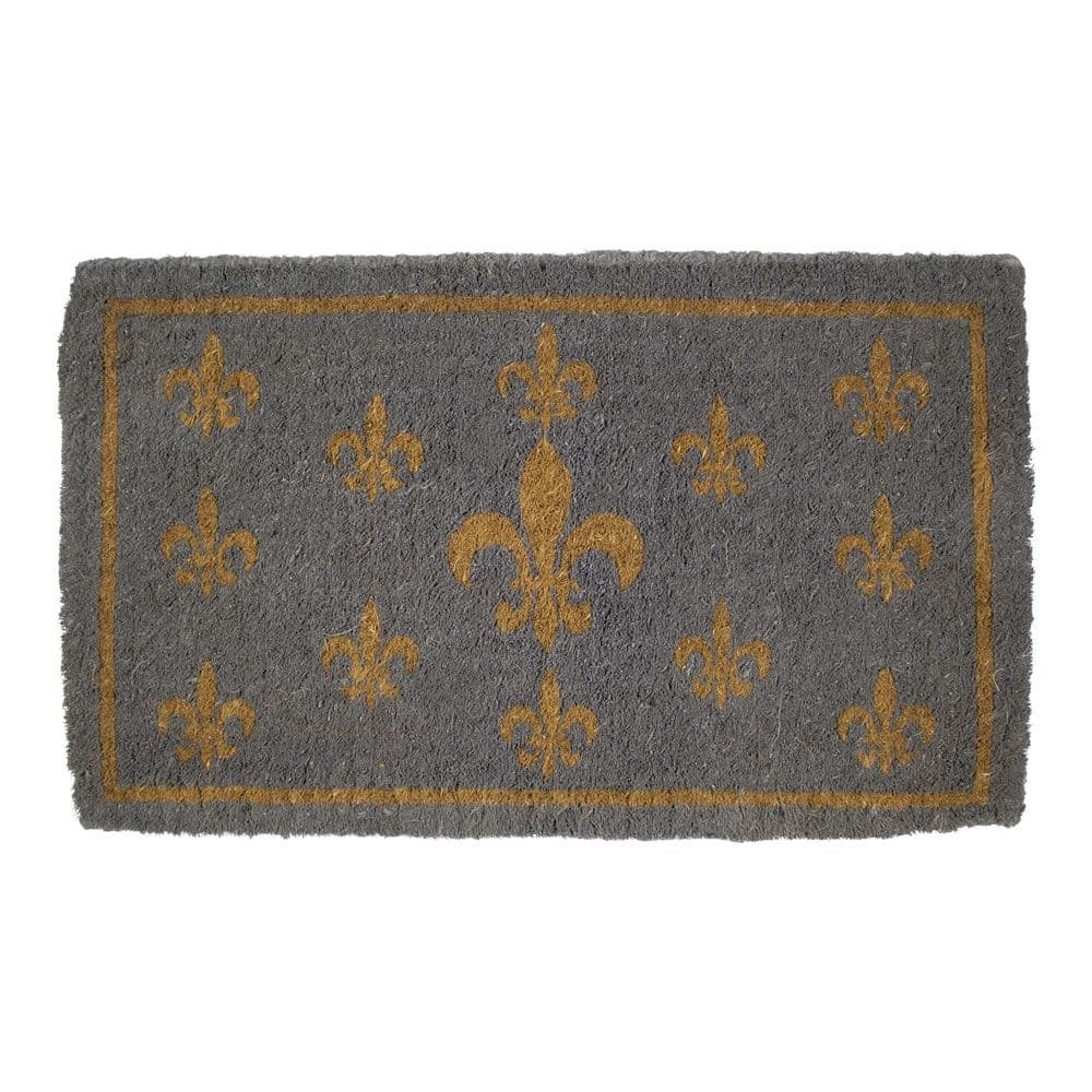 Handgeweven Kokosmat Fleur de Lis Grijs (75 x 45 cm)