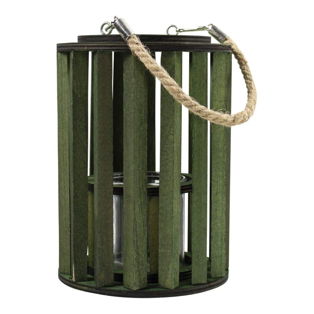 Windlicht Hout Groen (20 cm)