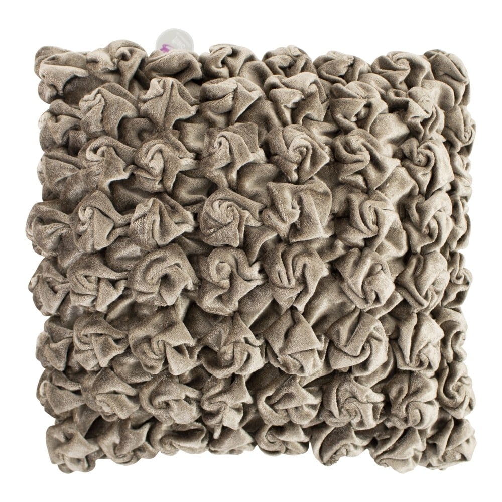 Klein Taupe Fluwelen Kussen Bloem (30 x 30 cm)