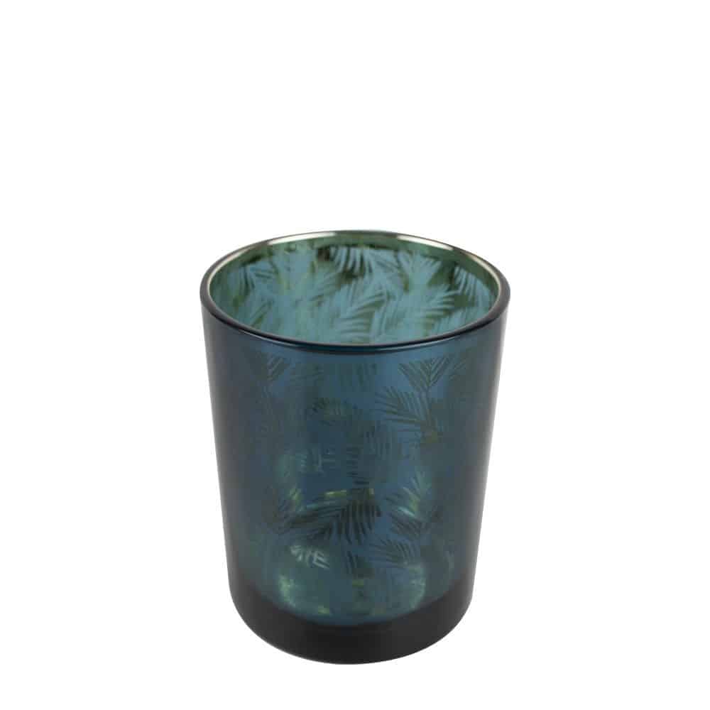 Waxinelichthouder Petrol Palmblad (8 x 7 cm)
