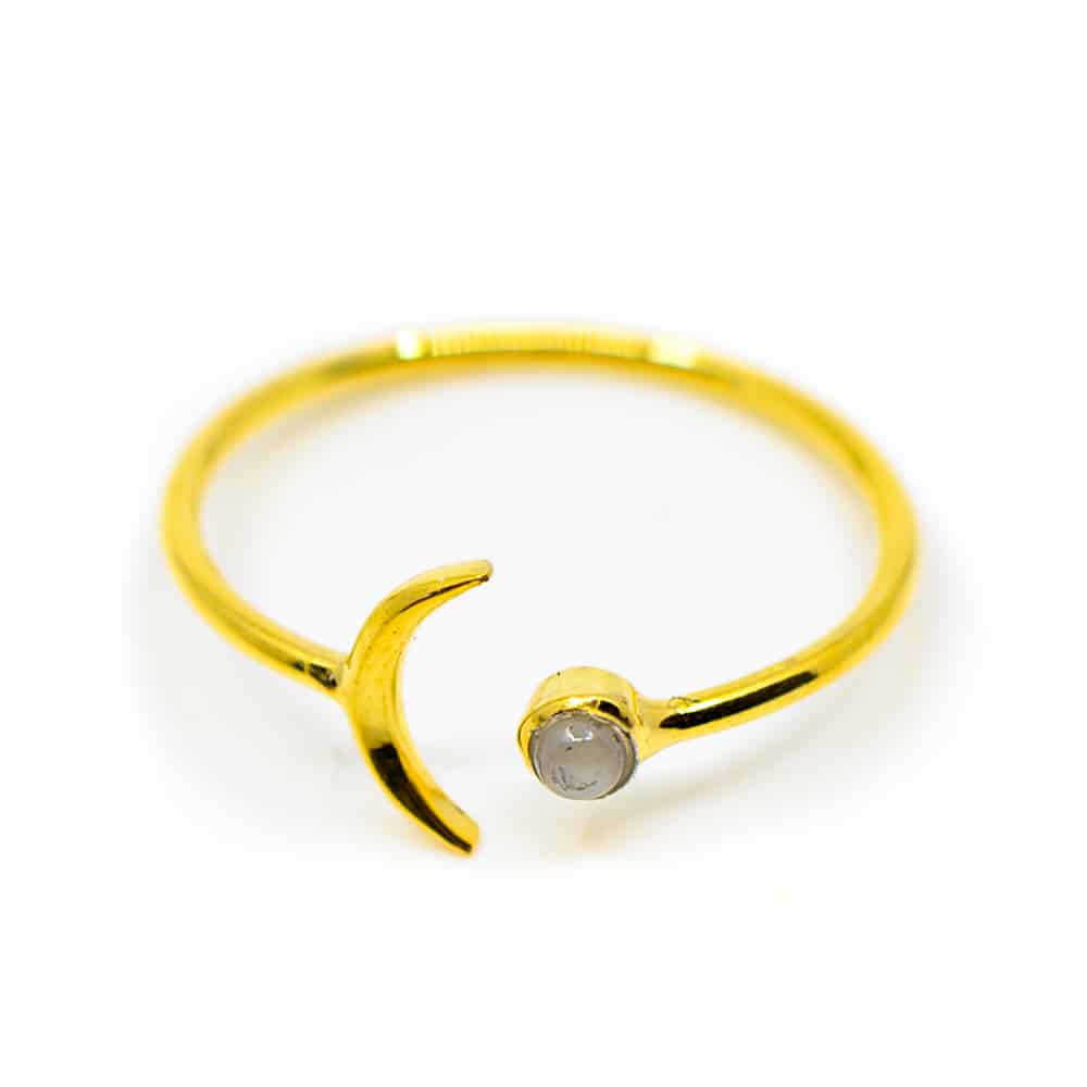Edelsteen Ring Maansteen - 925 Zilver & Verguld
