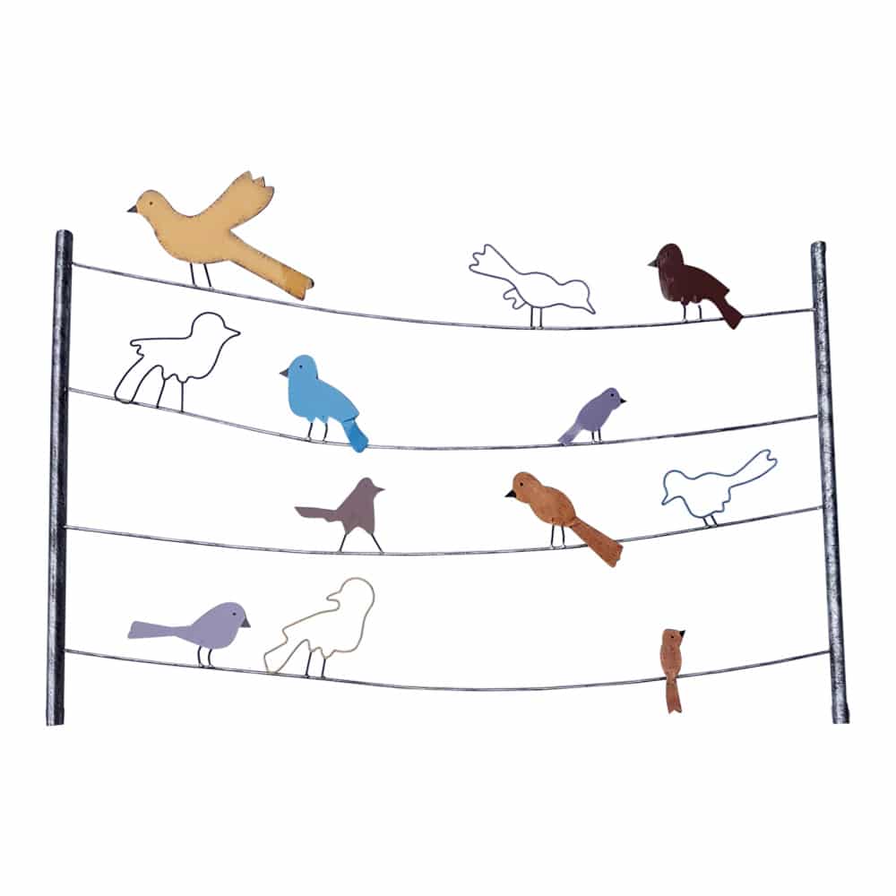 Metalen Wanddecoratie Gekleurde Vogels
