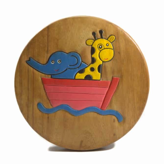 Kinderkrukje Acaciahout met Ark van Noach (27 cm)
