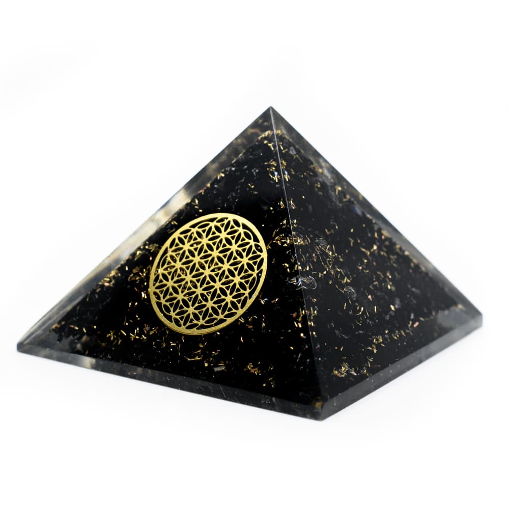 Orgonite Piramide Zwarte Toermalijn - Flower of Life - (40 mm)