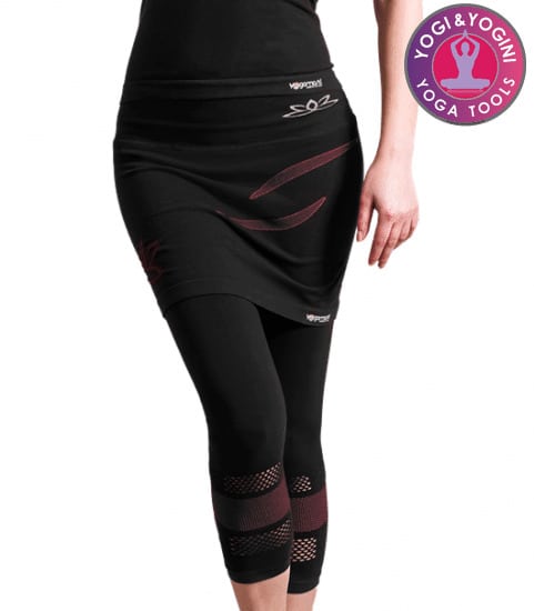 Yogabroek Lotus Capri Rok Naadloos Zwart M-L