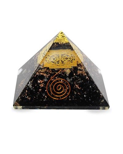 Orgonite Piramide Toermalijn - Sri Yantra - (70 mm)