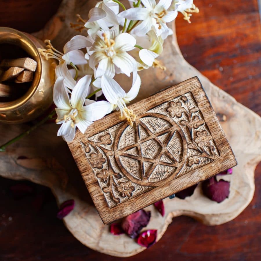duurzame houten opbergdoos pentagram