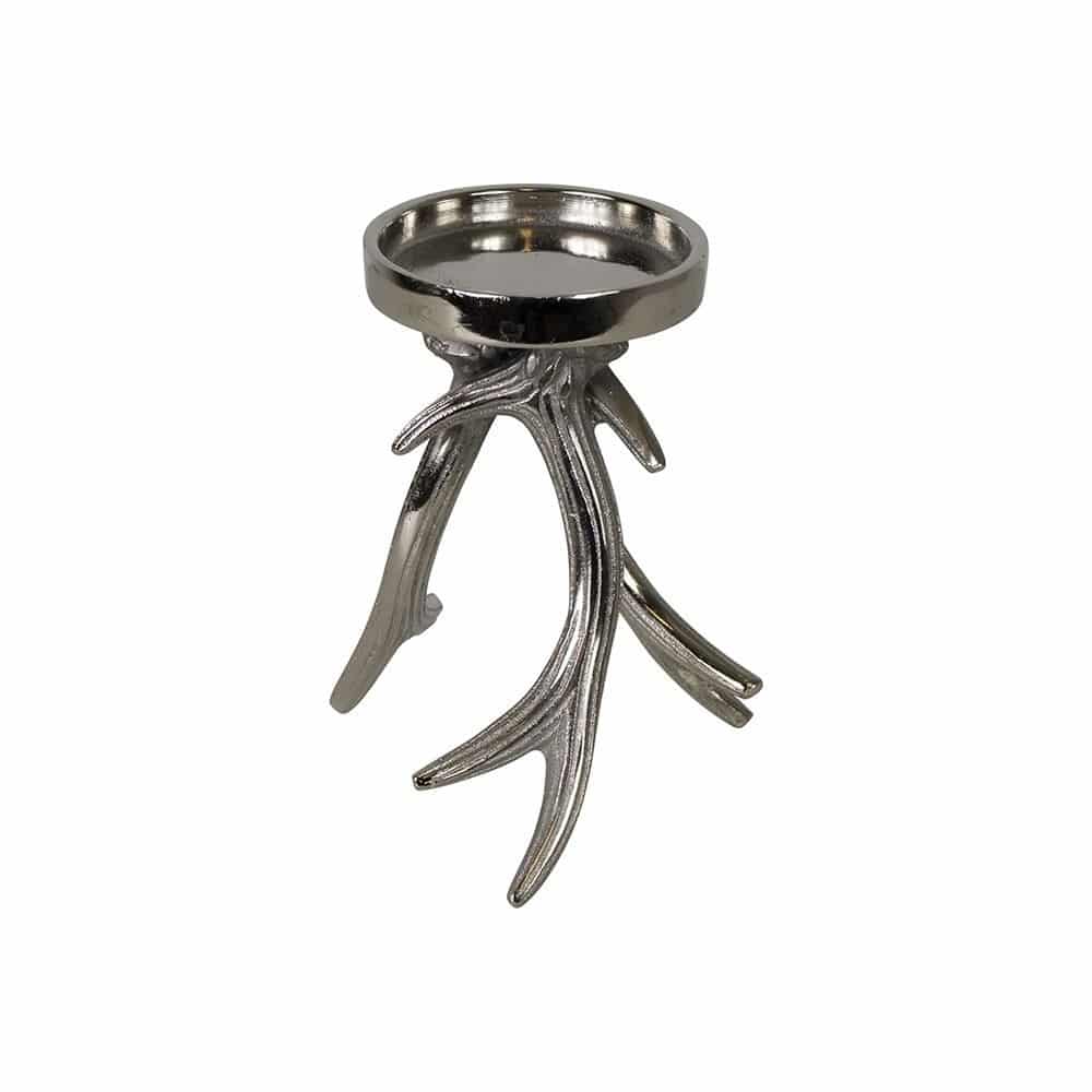 Aluminium Kandelaar - Kaarshouder Gewei (19 cm)