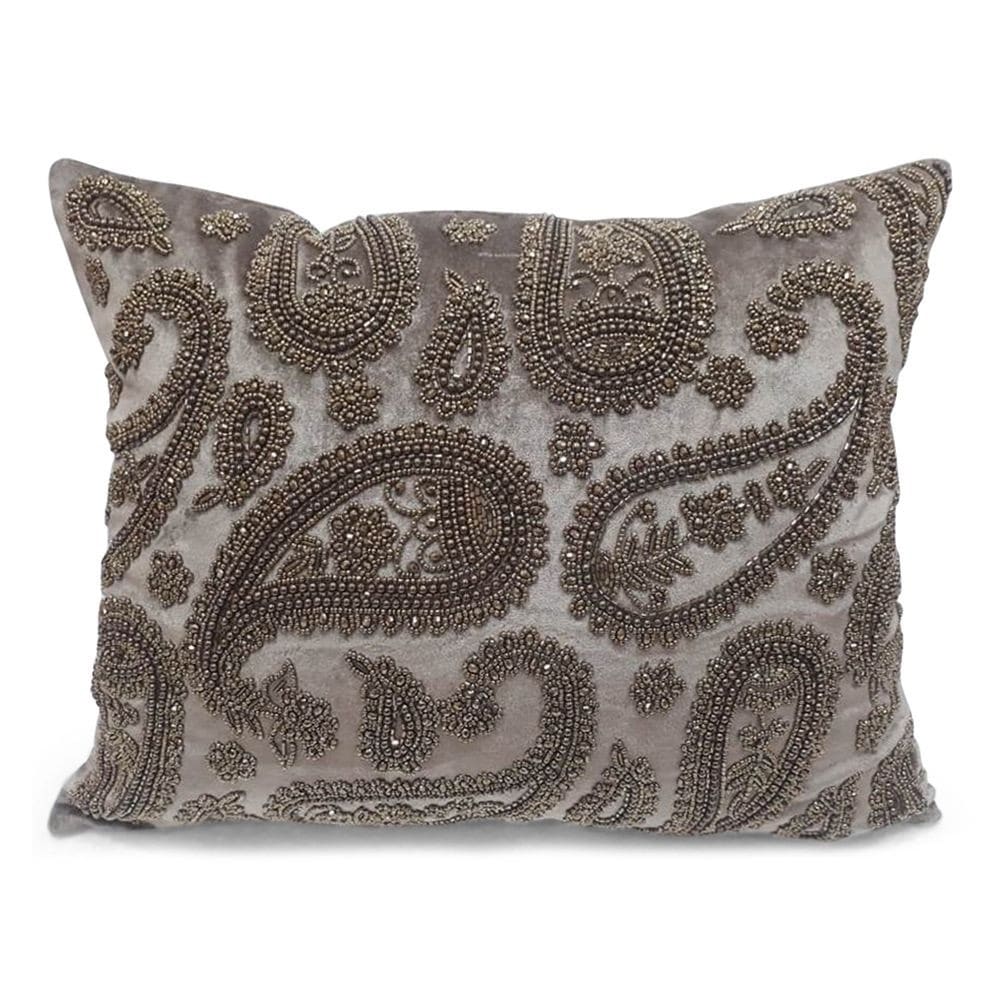 Fluwelen Kussen Paisley Taupe (45 x 35 cm)