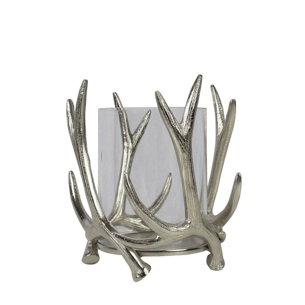 Aluminium Windlicht Gewei (20 cm)
