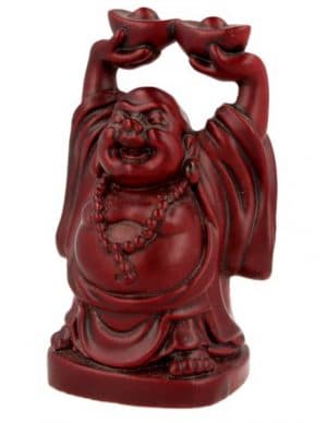 Boeddha Rood 2 Schalen boven Hoofd (9 cm)