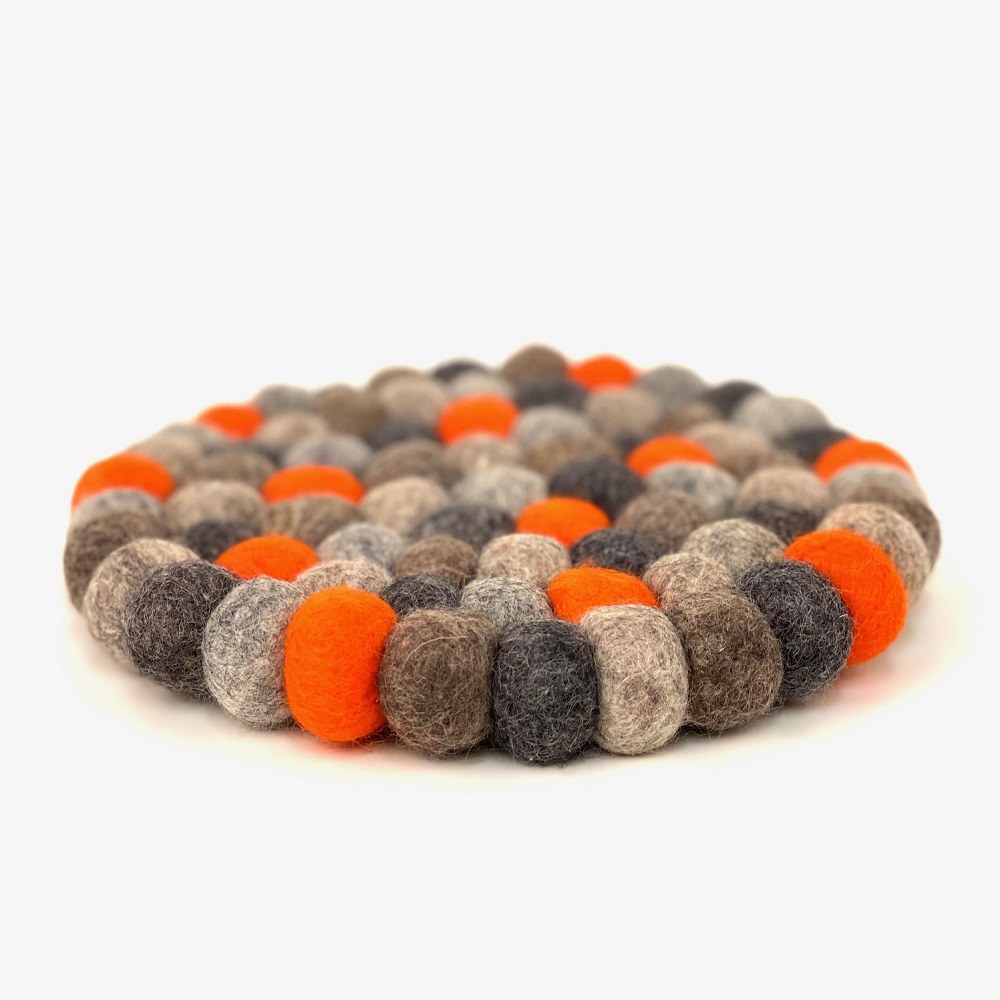 Ronde Vilten Onderzetter Naturel-Oranje (18 cm)