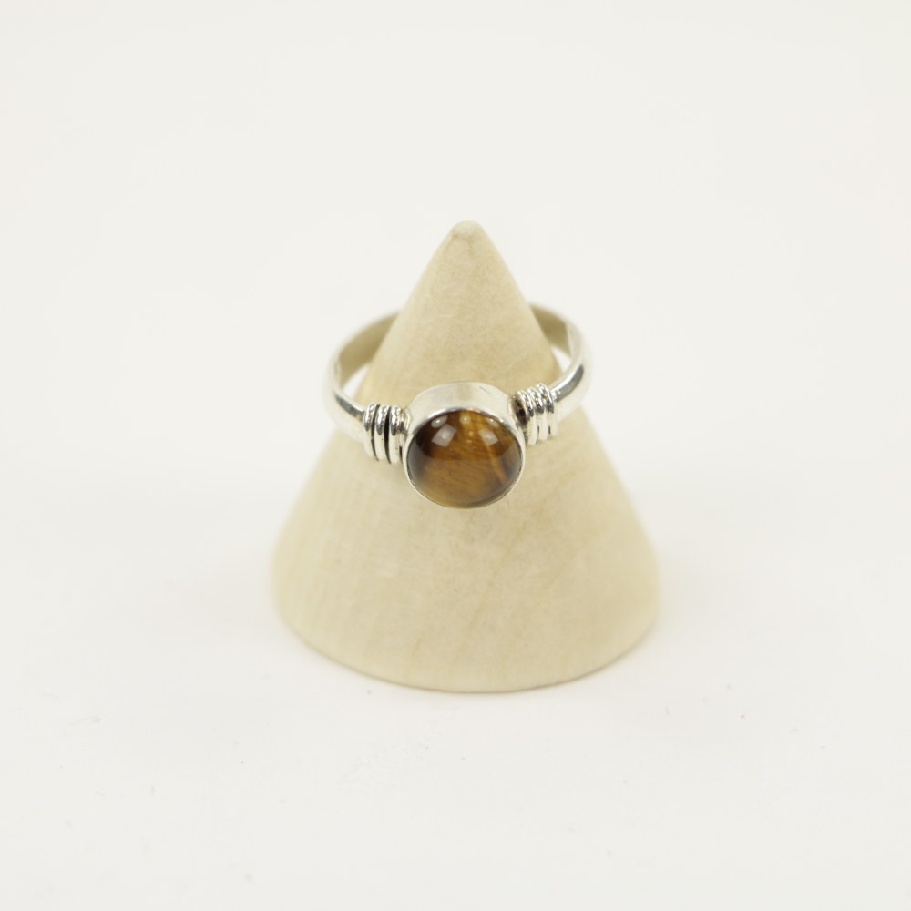 Zilveren Ring met Tijgeroog Maat 16,5 (Sterling Zilver 925)