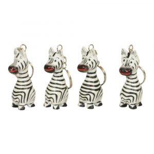 Houten Sleutelhangers Zebra (Set van 4)