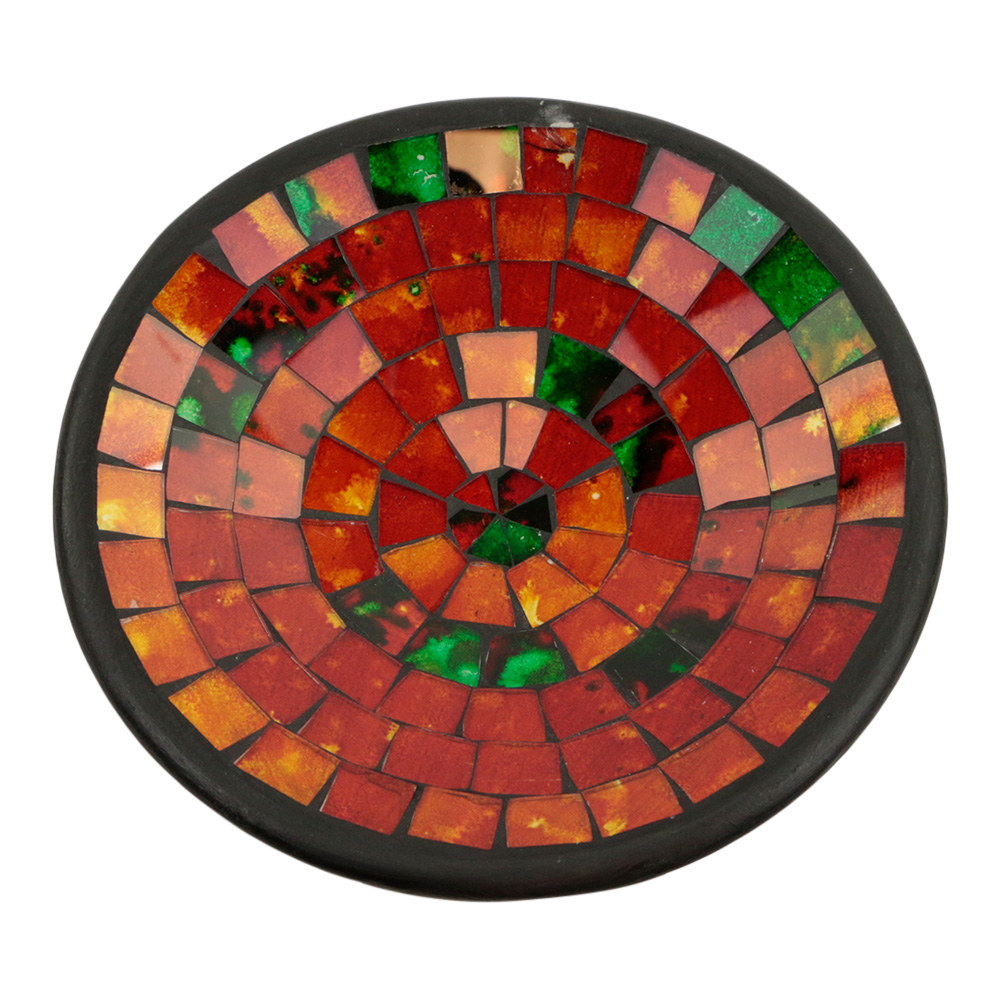 Kom Mozaïek Groen-Oranje (21 cm)