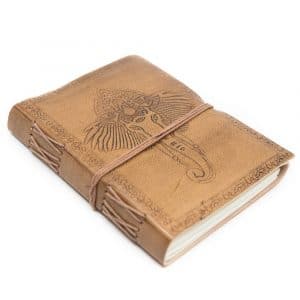 Spiritueel Notitieboekje Leer Ganesha (17,5 x 13 cm) - Handgemaakt
