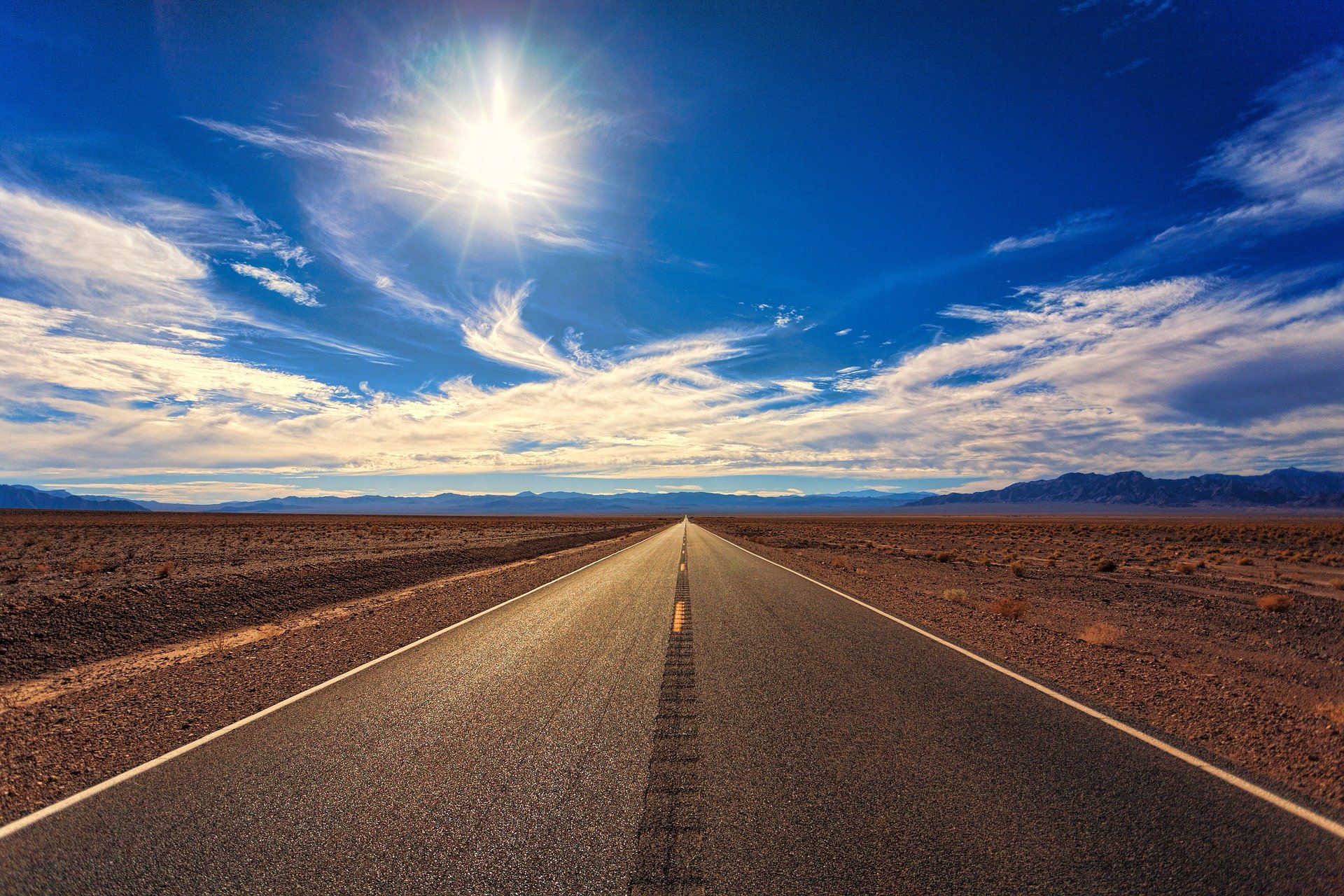weg oneindigheid blauwe lucht omgeving zon
